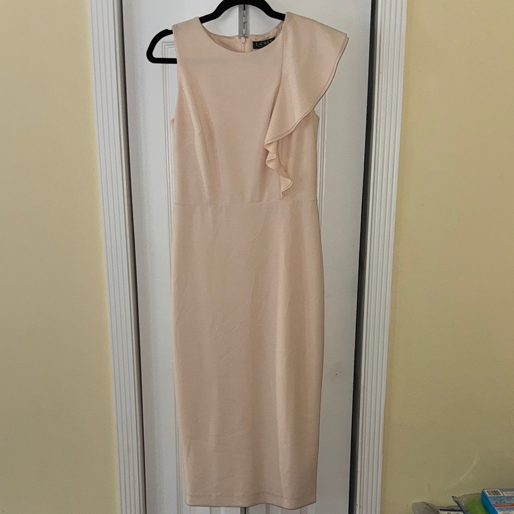 Ralph Lauren One Shoulder Beige Dress
